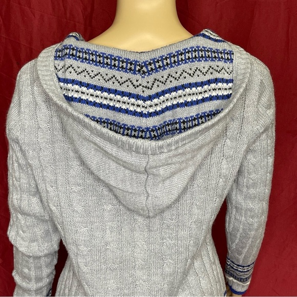 Dressbarn Gray and Blue Hooded Sweater - Picture 7 of 8